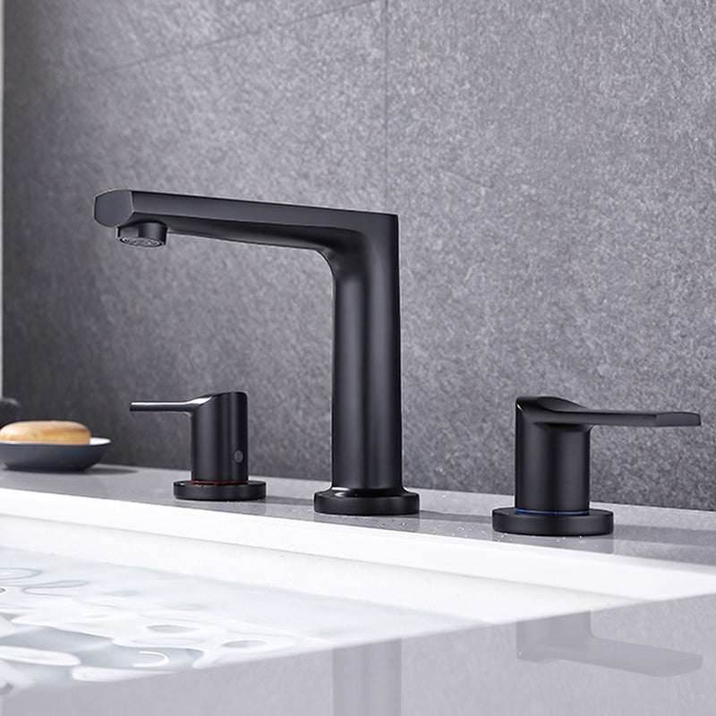 Modern 2-Handle Bathroom Sink Faucet 3 Hole Wide Spread Bathroom Faucet