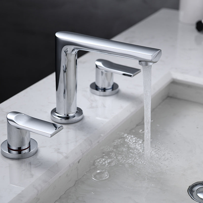 Modern 2-Handle Bathroom Sink Faucet 3 Hole Wide Spread Bathroom Faucet