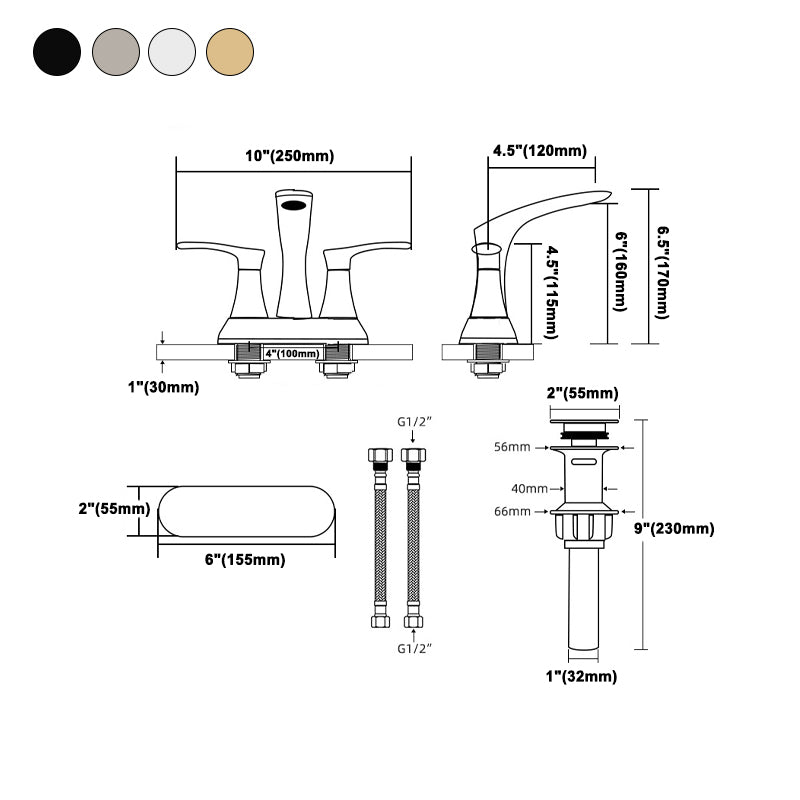 Square 2-Handle Bathroom Faucet 3 Hole Centerset Lavatory Faucet