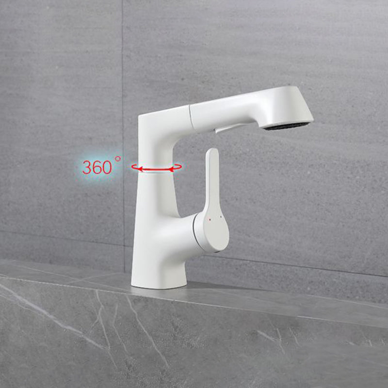 White Pull-out Bathroom Sink Faucet Hot and Cold Water Adjustable Hand Held Faucet