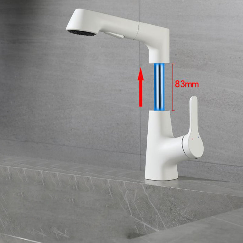 White Pull-out Bathroom Sink Faucet Hot and Cold Water Adjustable Hand Held Faucet