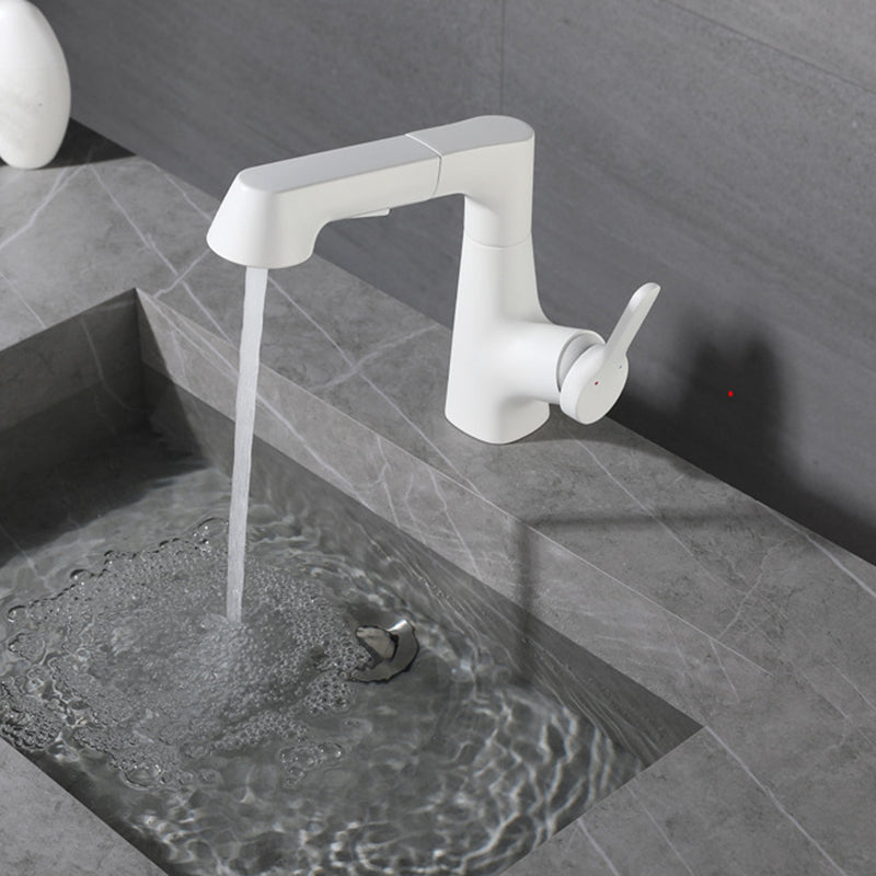 White Pull-out Bathroom Sink Faucet Hot and Cold Water Adjustable Hand Held Faucet