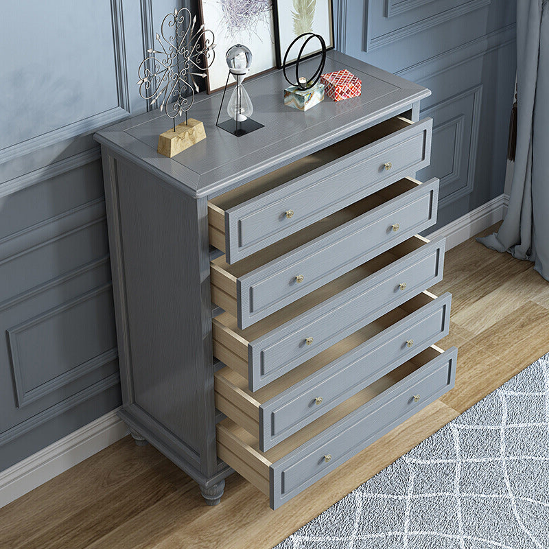 Contemporary Accent Chest with 5 Drawers and Bun Feet in Solid Wood