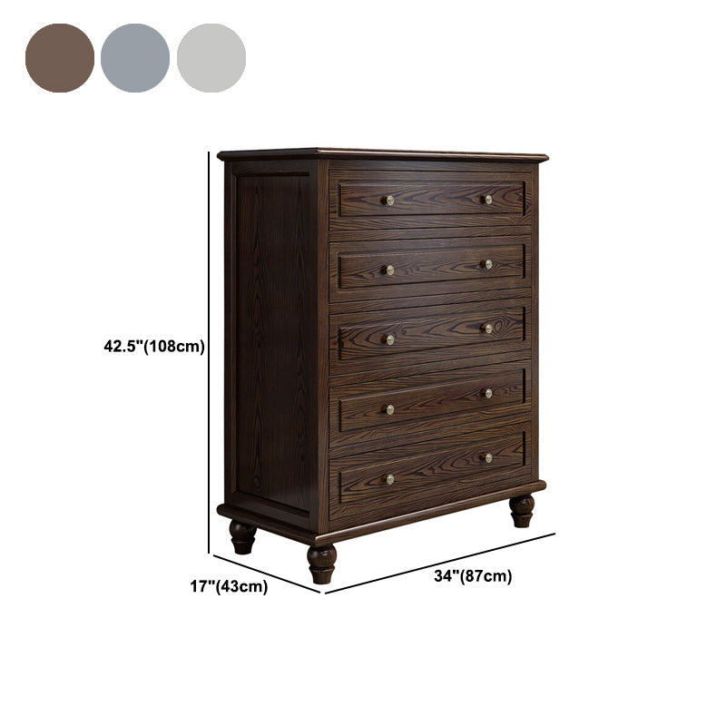 Contemporary Accent Chest with 5 Drawers and Bun Feet in Solid Wood