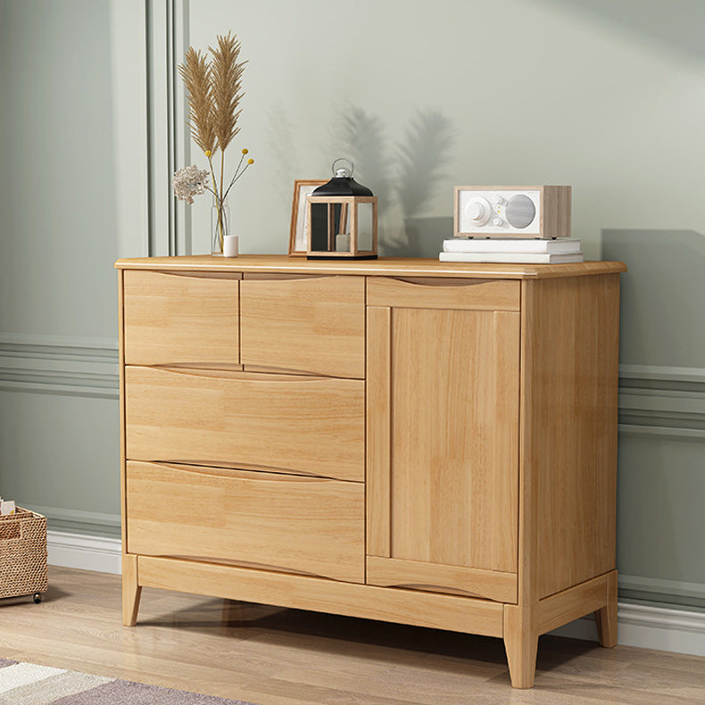 Mid-Century Wooden Accent Cabinet with Doors and 4 Drawers Cabinet