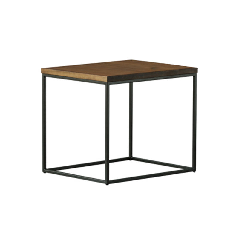 Modern Brone Coffee Table Solid Wood Top and Iron Base for Home