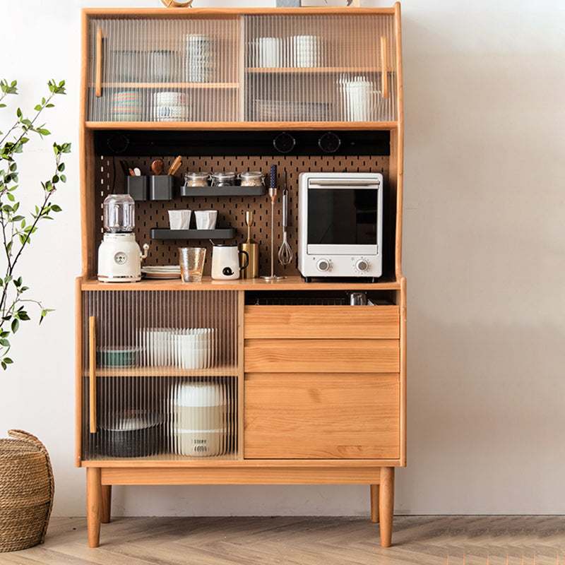 Solid Wood Storage Cabinet Glass Door Display Cabinet with Drawers