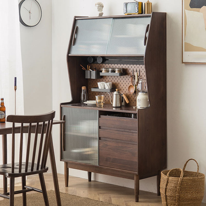 Solid Wood Storage Cabinet Glass Door Display Cabinet with Drawers