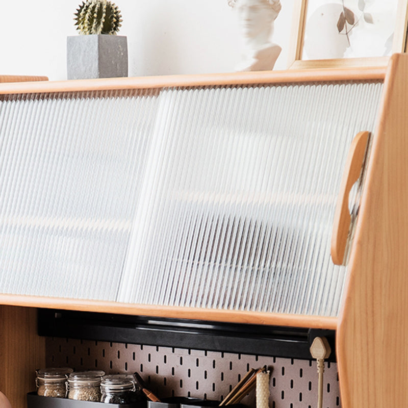 Solid Wood Storage Cabinet Glass Door Display Cabinet with Drawers