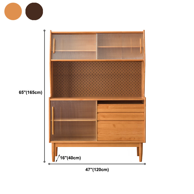 Solid Wood Storage Cabinet Glass Door Display Cabinet with Drawers