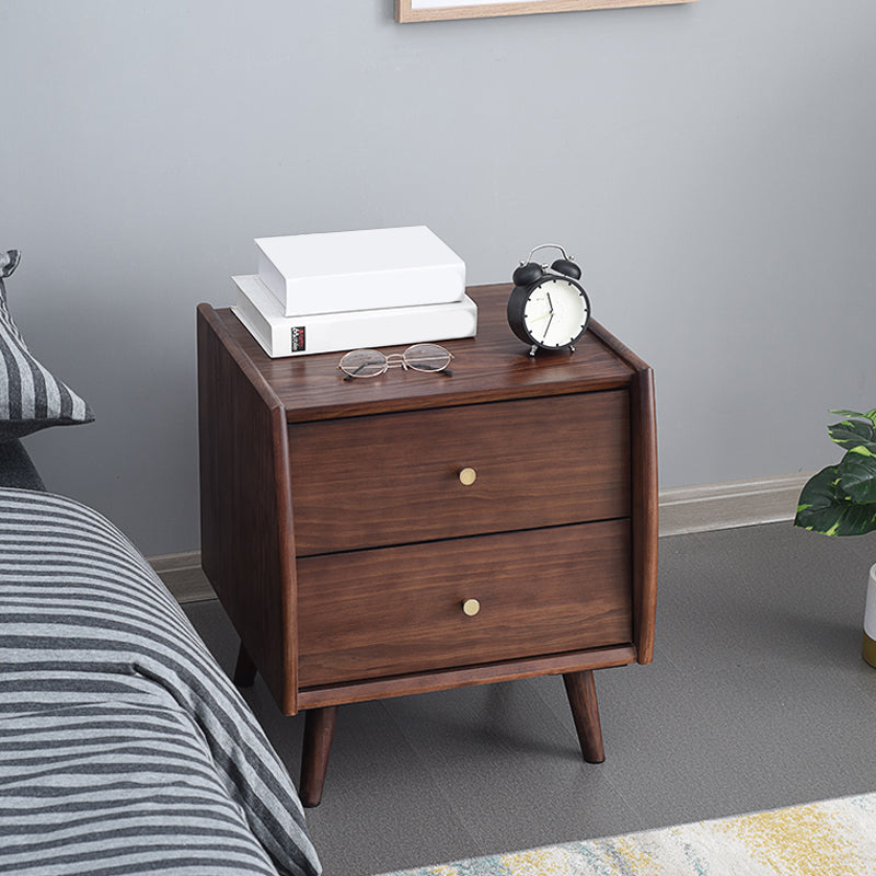 Modern 2 Drawers Night Table Solid Wood Nightstand , 20" Tall