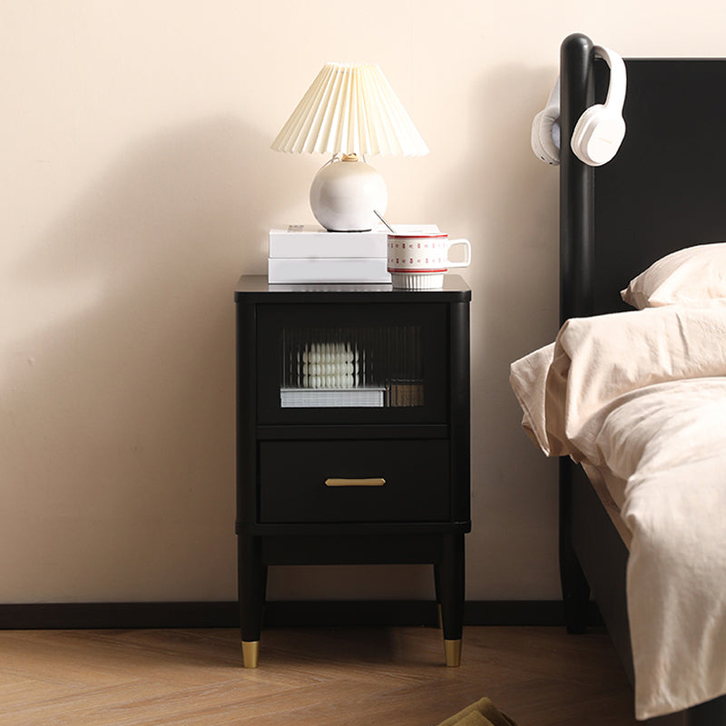 Contemporary Accent Table Nightstand Solid Wood Night Table with Drawer