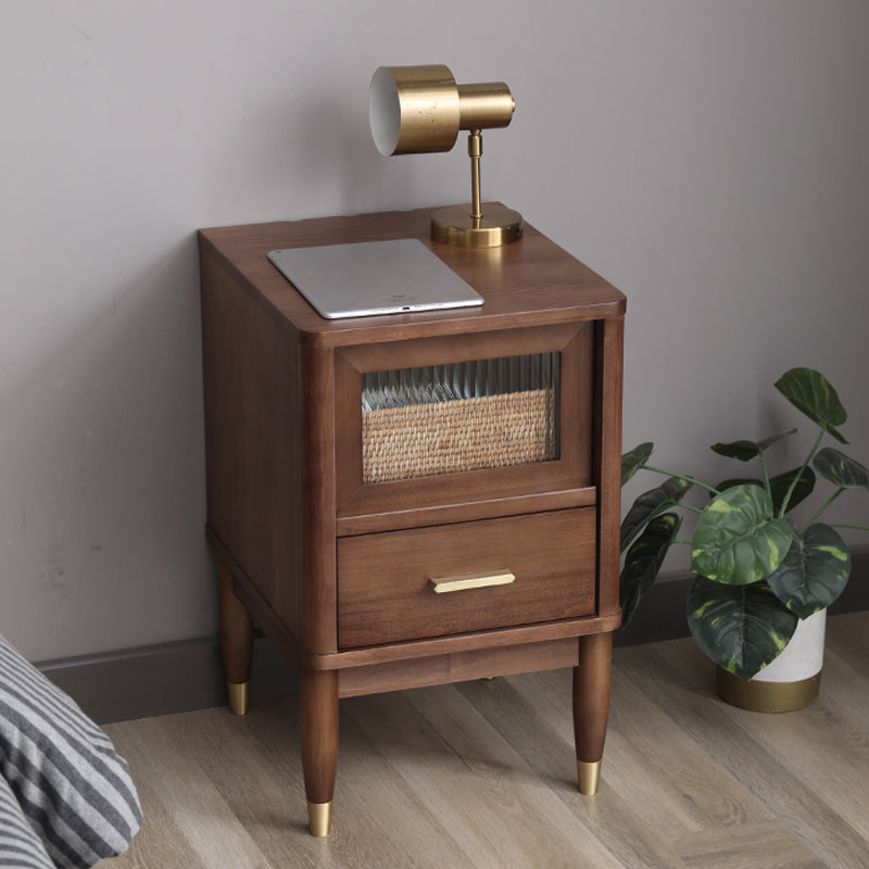 Contemporary Accent Table Nightstand Solid Wood Night Table with Drawer