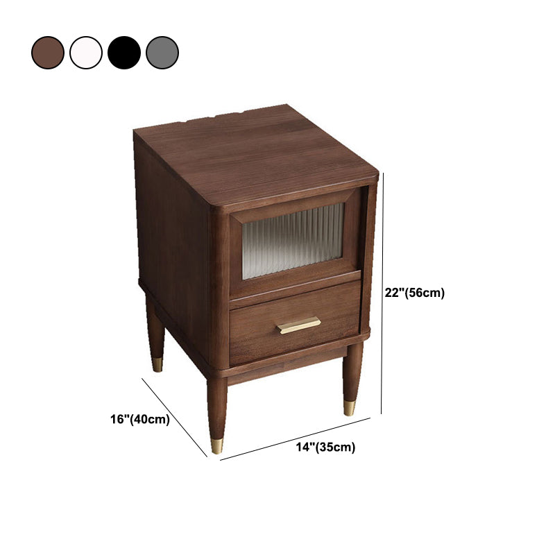 Contemporary Accent Table Nightstand Solid Wood Night Table with Drawer