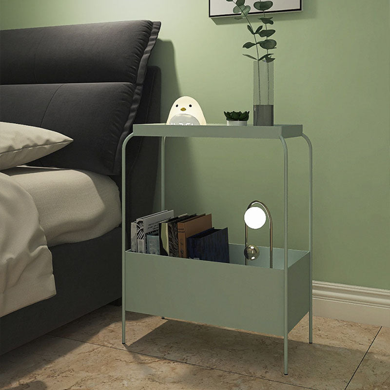 Contemporary Metal Accent Table Nightstand 25.59" Tall Bed Nightstand with 2 Shelves