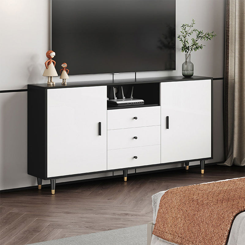 Glam Solid Wood TV Stand 3 Drawers and 2 Doors TV Cabinet with Shelves