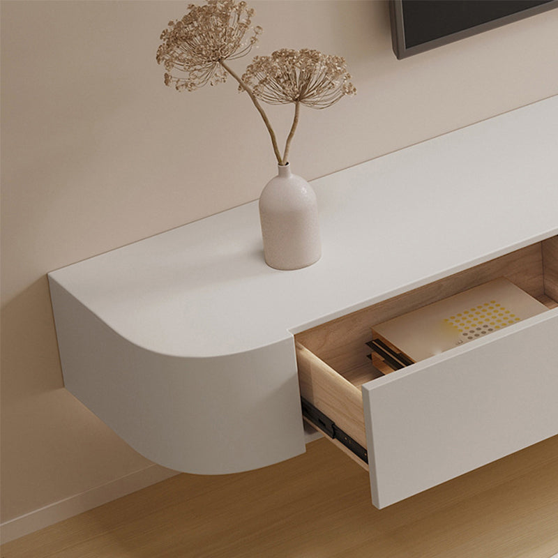 Modern TV Stand Engineered Wood TV Stand Console in White for Living Room