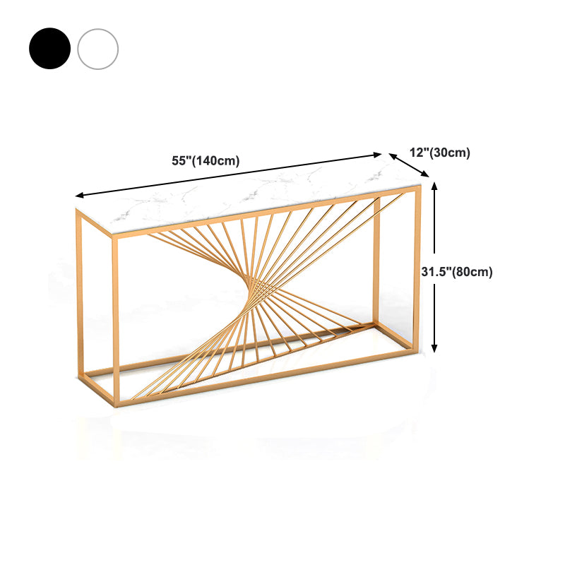 Glam Marble Console Sofa Table Rectangle Iron Console Accent Table for Hall