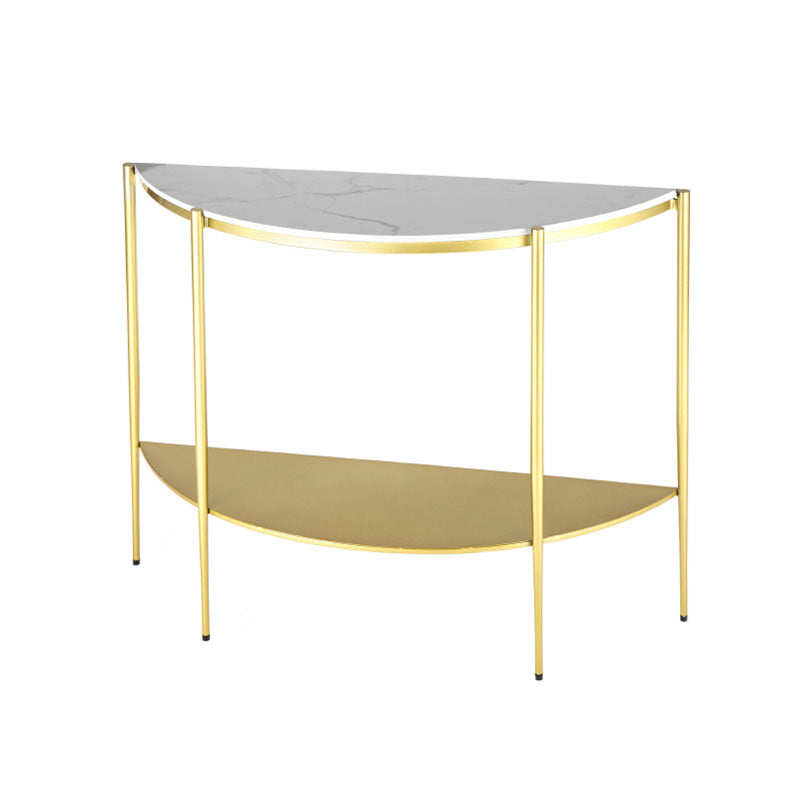 Glam Marble Console Table Half Moon 4 Legs Accent Table for Hall