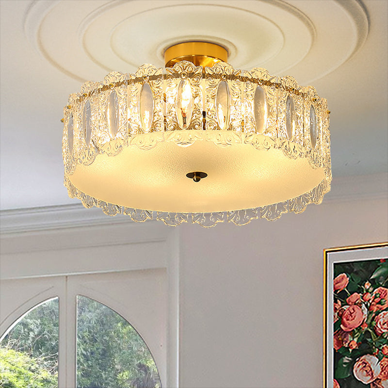 Glass Ceiling Lighting Fixture Minimalist Flush Mount Light Fixture for Bedroom