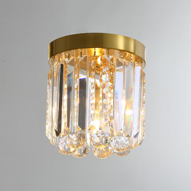 American Style Ceiling Light Geometry Shape Ceiling Lamp with Crystal Shade for Bedroom