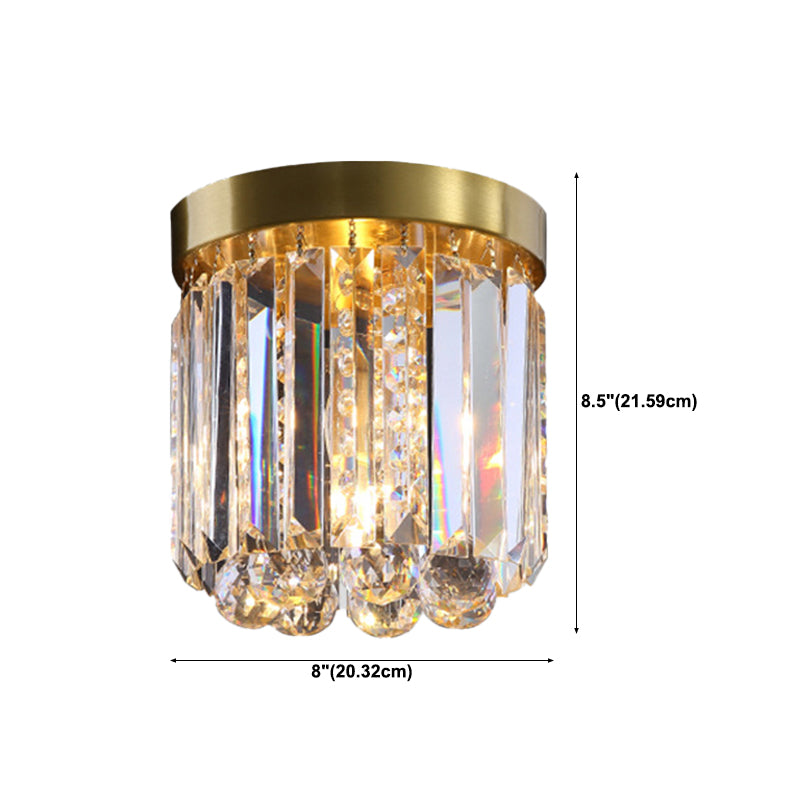 American Style Ceiling Light Geometry Shape Ceiling Lamp with Crystal Shade for Bedroom