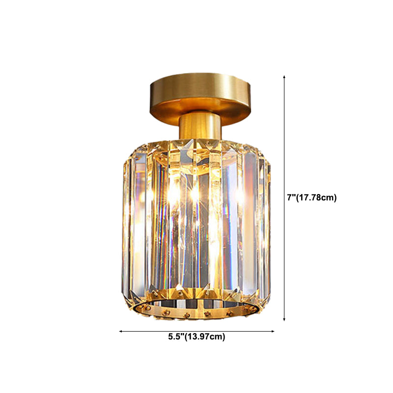 American Style Ceiling Light Geometry Shape Ceiling Lamp with Crystal Shade for Bedroom