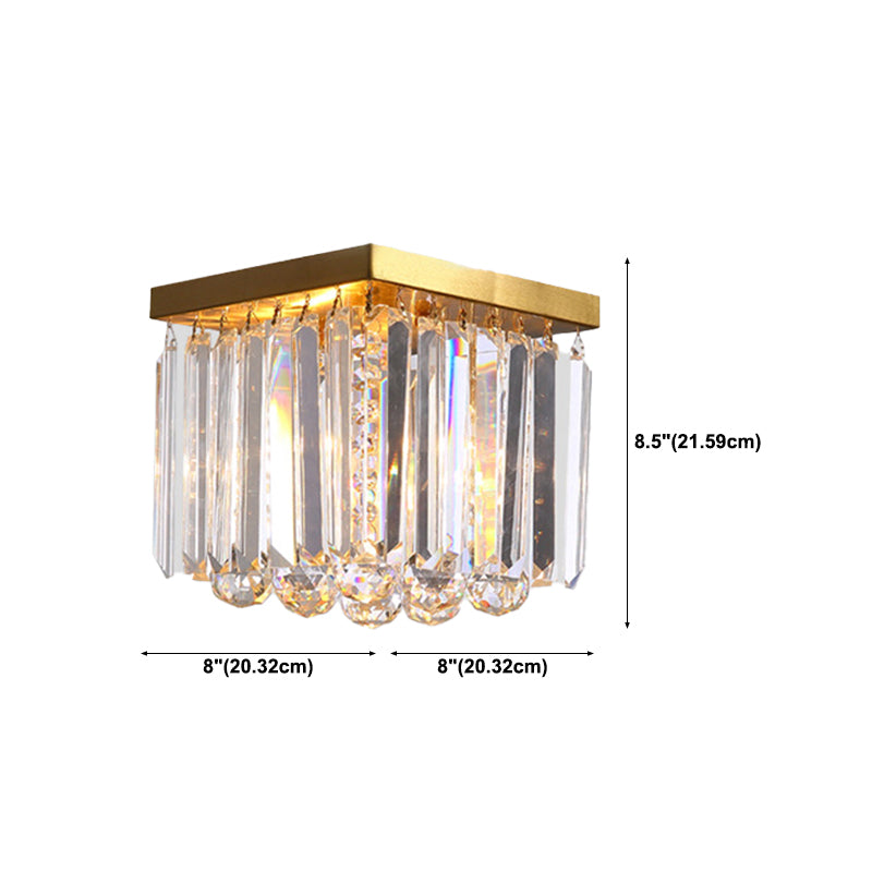 American Style Ceiling Light Geometry Shape Ceiling Lamp with Crystal Shade for Bedroom