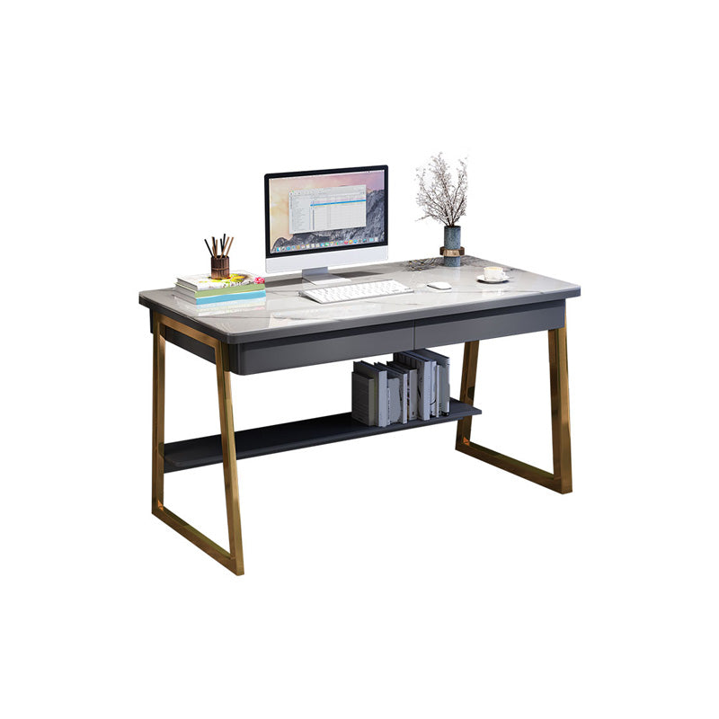 30" H Office Desk Rectangular Writing Desk with File Cabinet