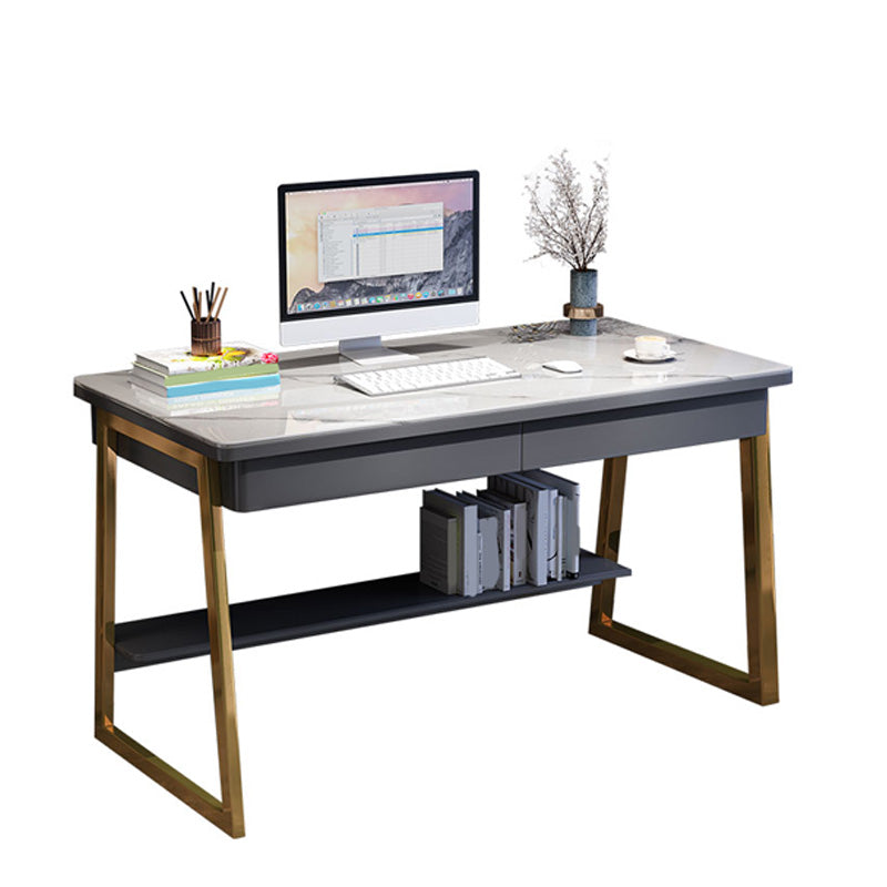 30" H Office Desk Rectangular Writing Desk with File Cabinet