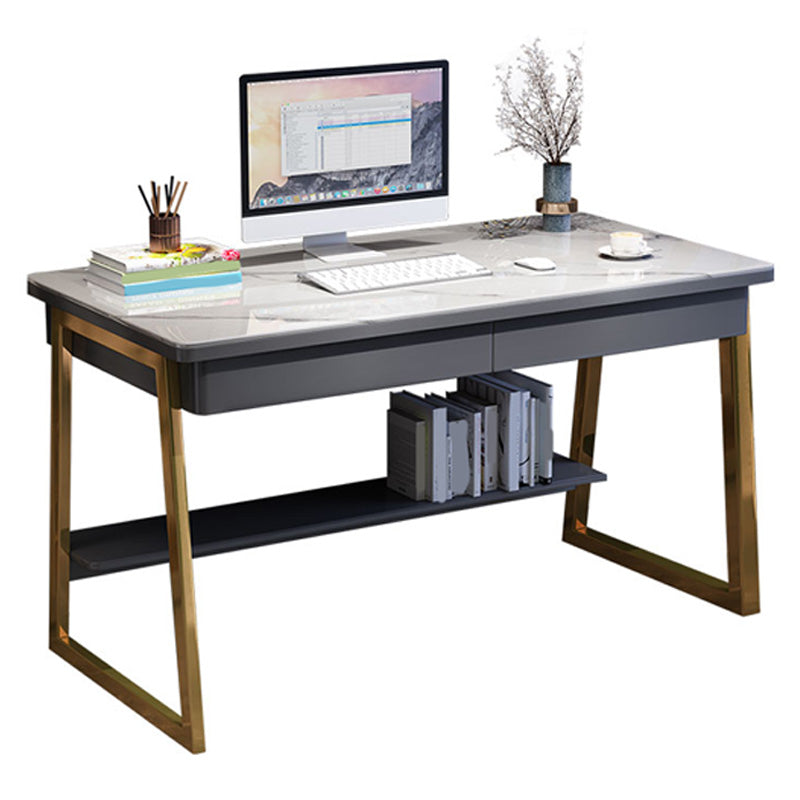 30" H Office Desk Rectangular Writing Desk with File Cabinet