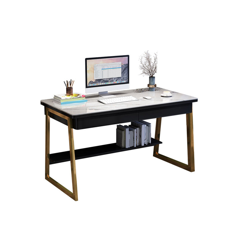 30" H Office Desk Rectangular Writing Desk with File Cabinet