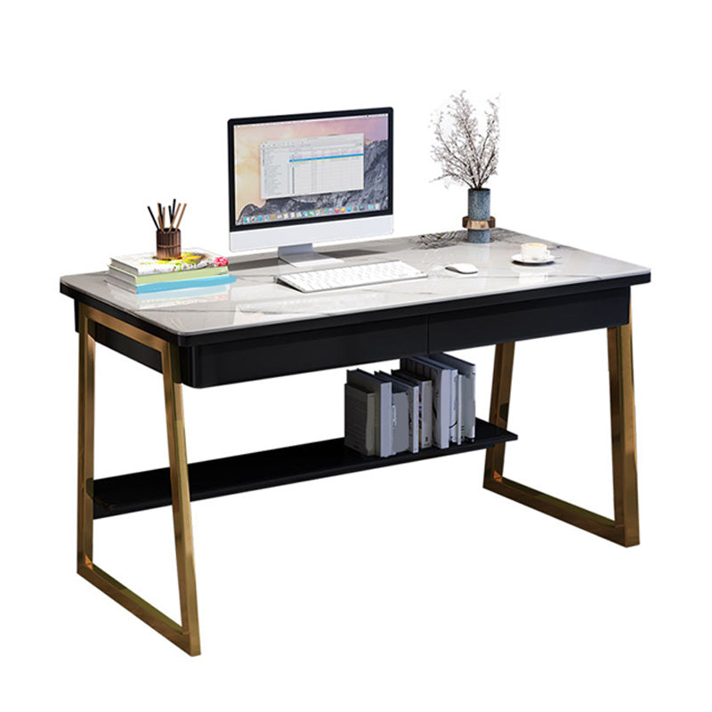 30" H Office Desk Rectangular Writing Desk with File Cabinet