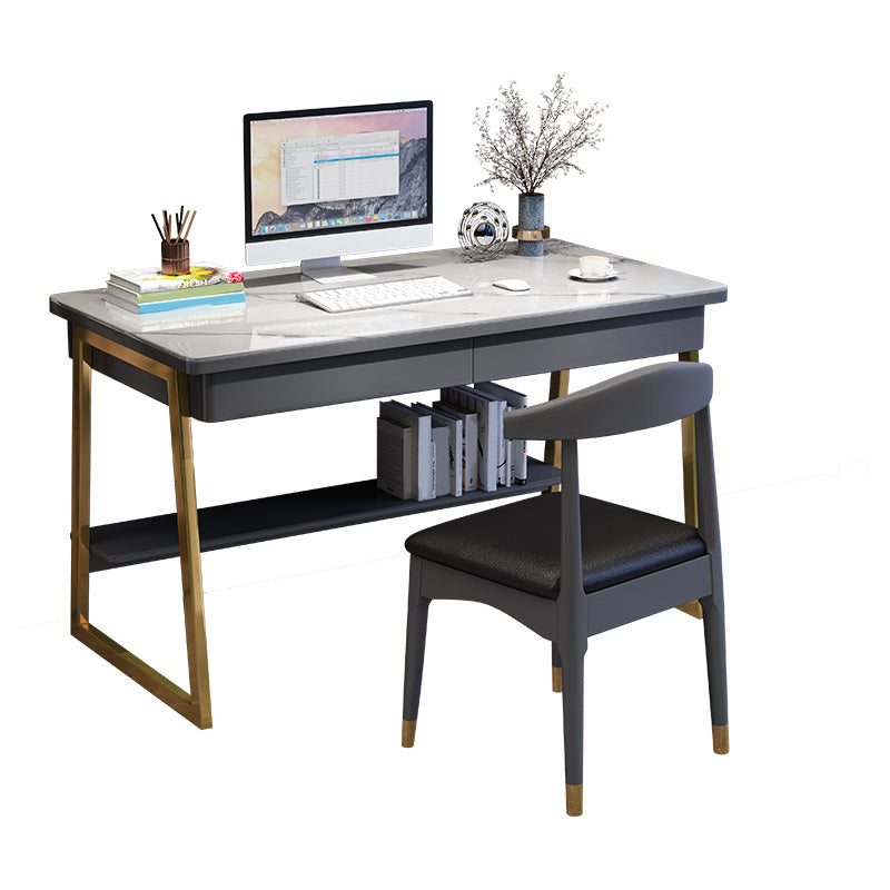 30" H Office Desk Rectangular Writing Desk with File Cabinet