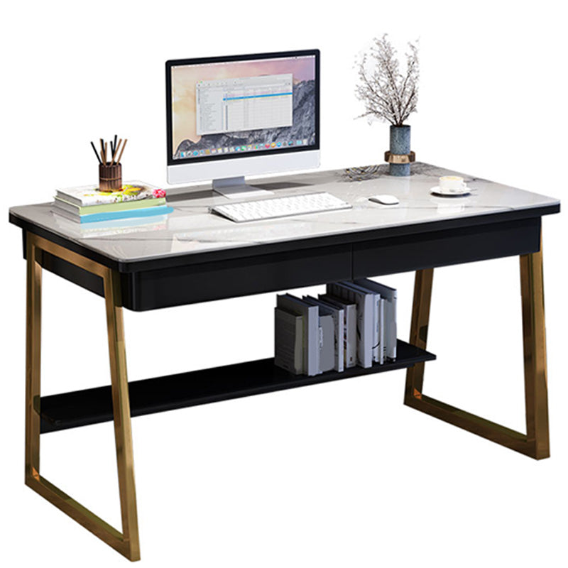 30" H Office Desk Rectangular Writing Desk with File Cabinet