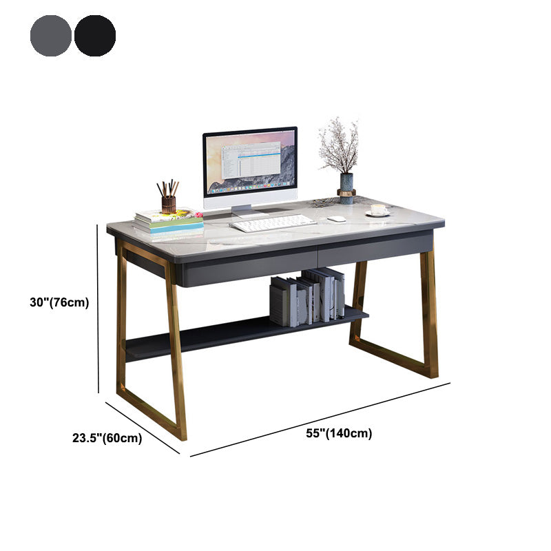 30" H Office Desk Rectangular Writing Desk with File Cabinet