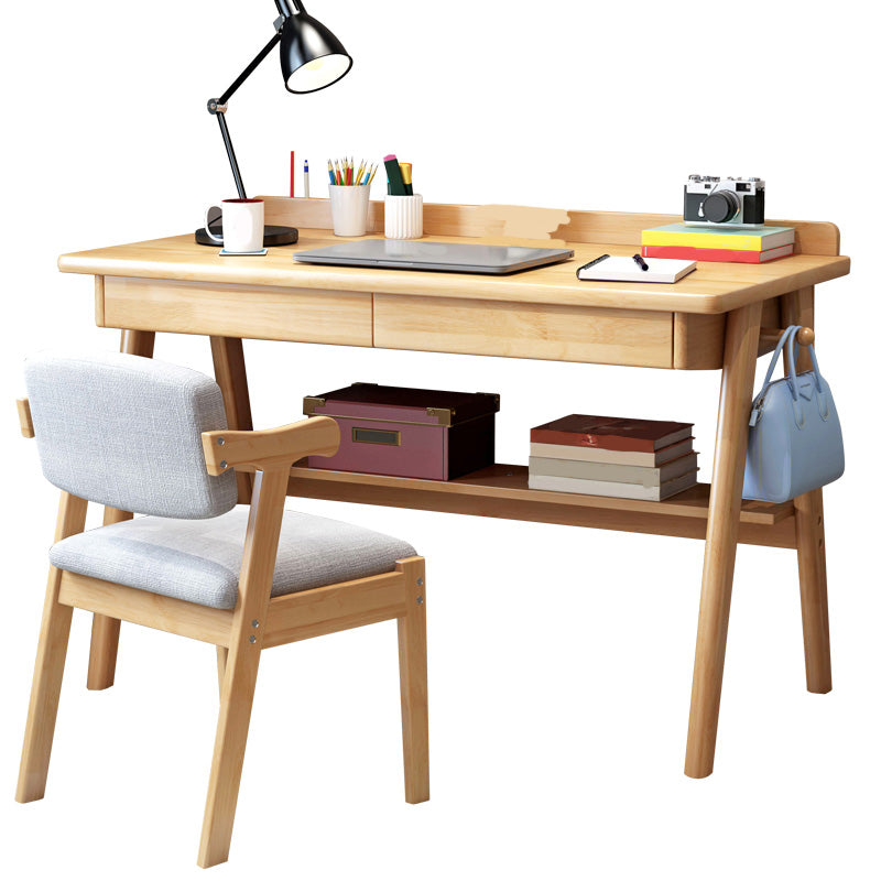 Contemporary Wood Office Desk 29.52" H Writing Desk With 2 Drawers