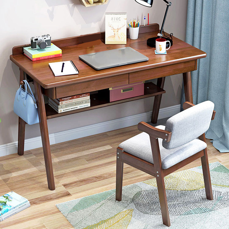 Contemporary Wood Office Desk 29.52" H Writing Desk With 2 Drawers