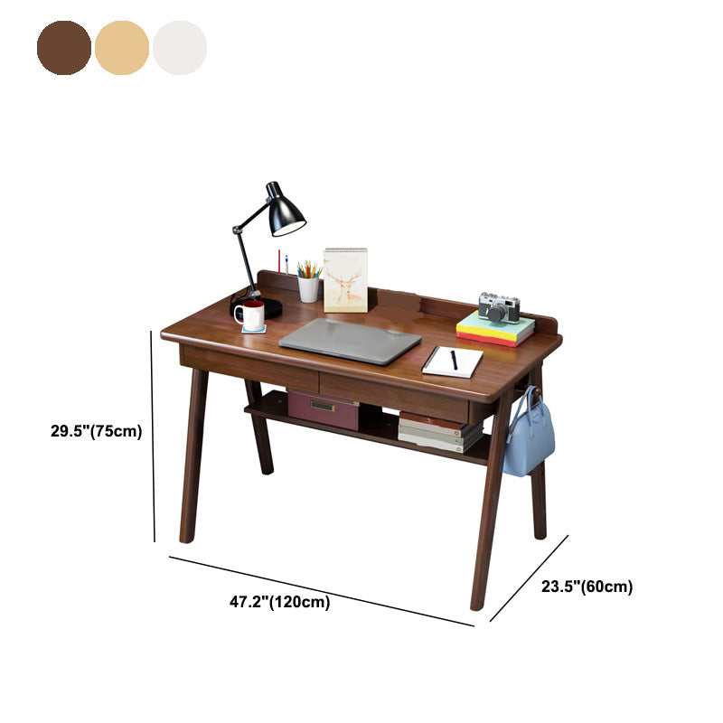 Contemporary Wood Office Desk 29.52" H Writing Desk With 2 Drawers