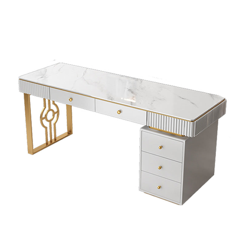 Glam Sintered Stone Writing Desk Matte Finish 23.62" W Office Desk for Home