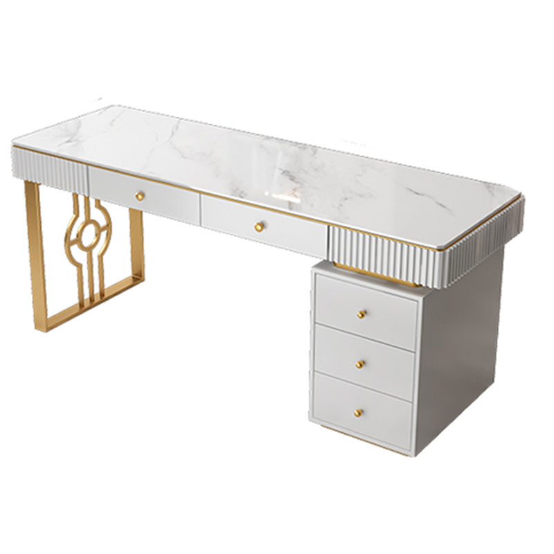 Glam Sintered Stone Writing Desk Matte Finish 23.62" W Office Desk for Home