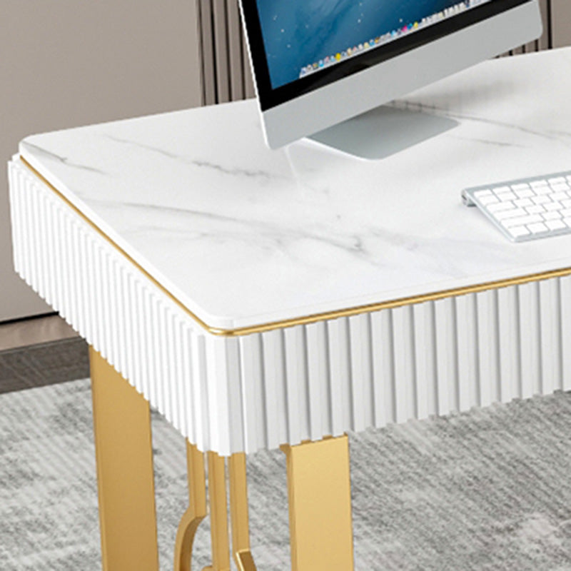 Glam Sintered Stone Writing Desk Matte Finish 23.62" W Office Desk for Home