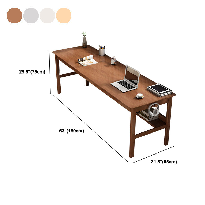 Modern Solid Wood Writing Desk 21.65" Wide Rubberwood Office Desk for Home