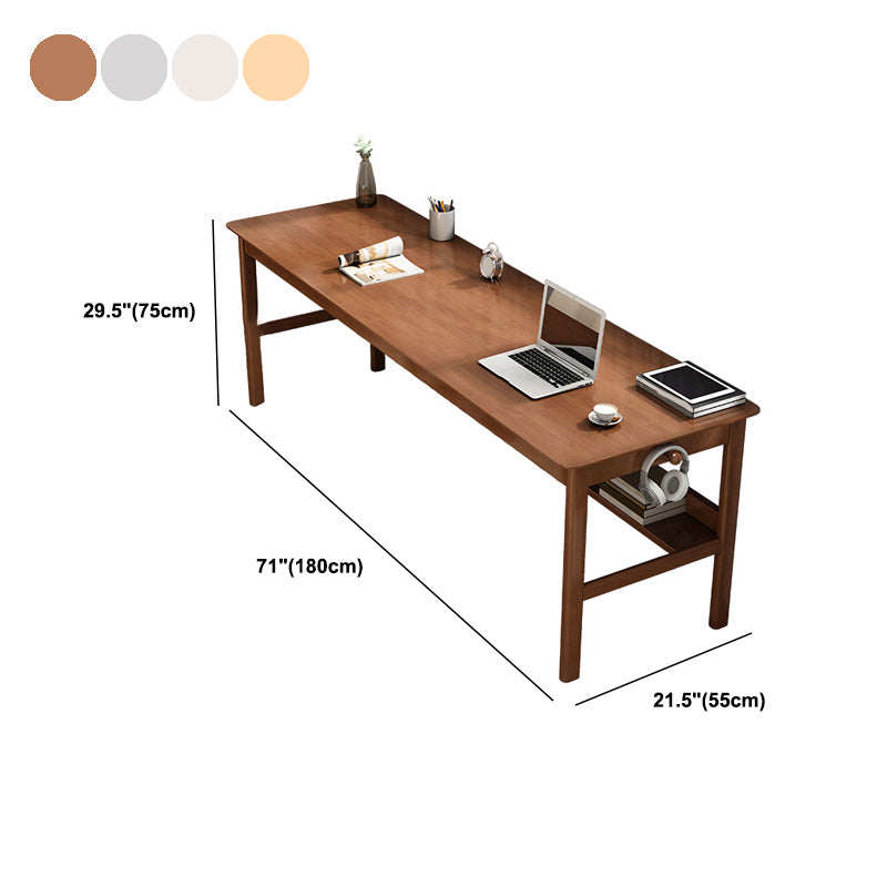 Modern Solid Wood Writing Desk 21.65" Wide Rubberwood Office Desk for Home