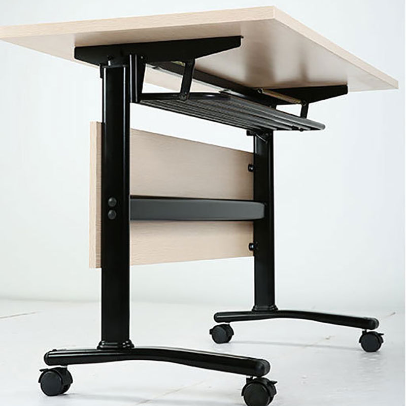 Contemporary Writing Desk for Office 30"H Rectangular Desk with Caster Wheels