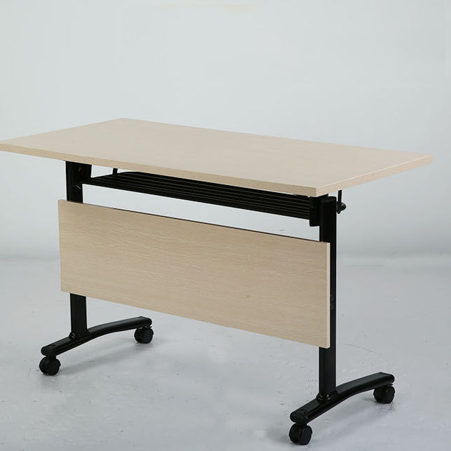 Contemporary Writing Desk for Office 30"H Rectangular Desk with Caster Wheels