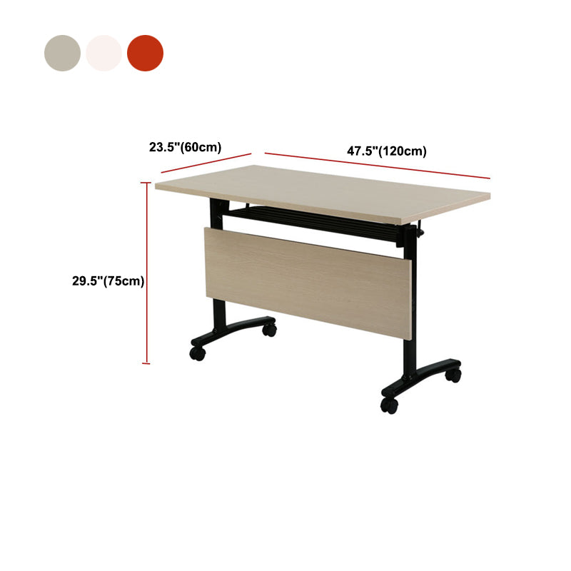 Contemporary Writing Desk for Office 30"H Rectangular Desk with Caster Wheels