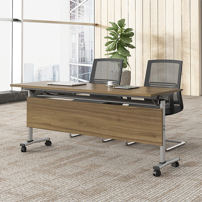 Contemporary Writing Desk for Office 30"H Rectangular Desk with Wheels