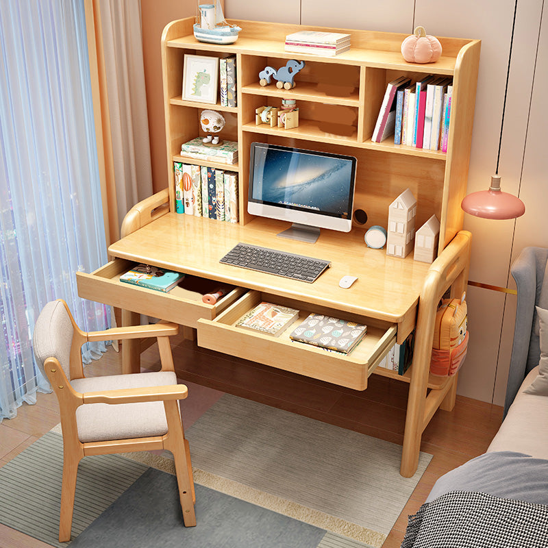 Contemporary Wood Credenza Desk Adjustable 23.6" W Office Desk with 2 Drawers