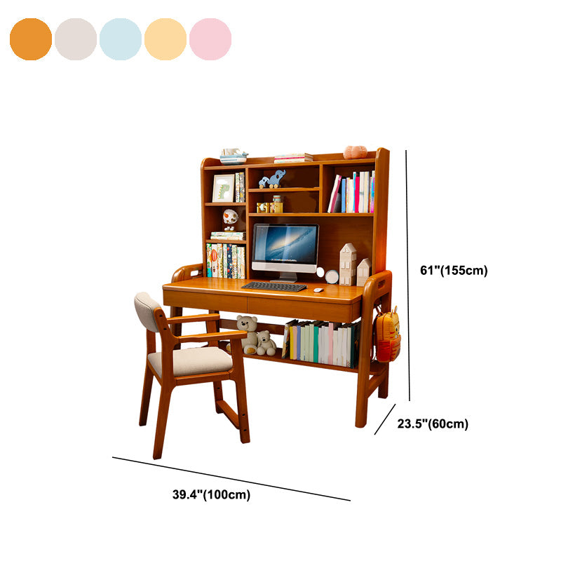 Contemporary Wood Credenza Desk Adjustable 23.6" W Office Desk with 2 Drawers